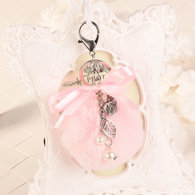 Пушистый меховой шар брелок жемчуг брелоки с помпонами помпон Porte Clef Charm|pompon