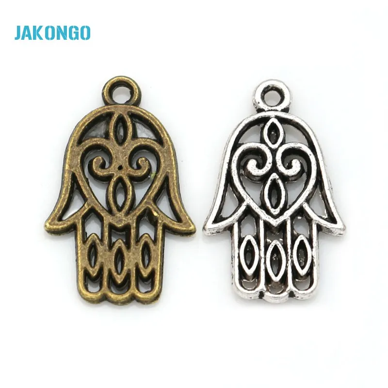 

Античная Посеребренная ручная подвеска Hamsa для самостоятельного изготовления ювелирных изделий, аксессуары ручной работы 21x13mm