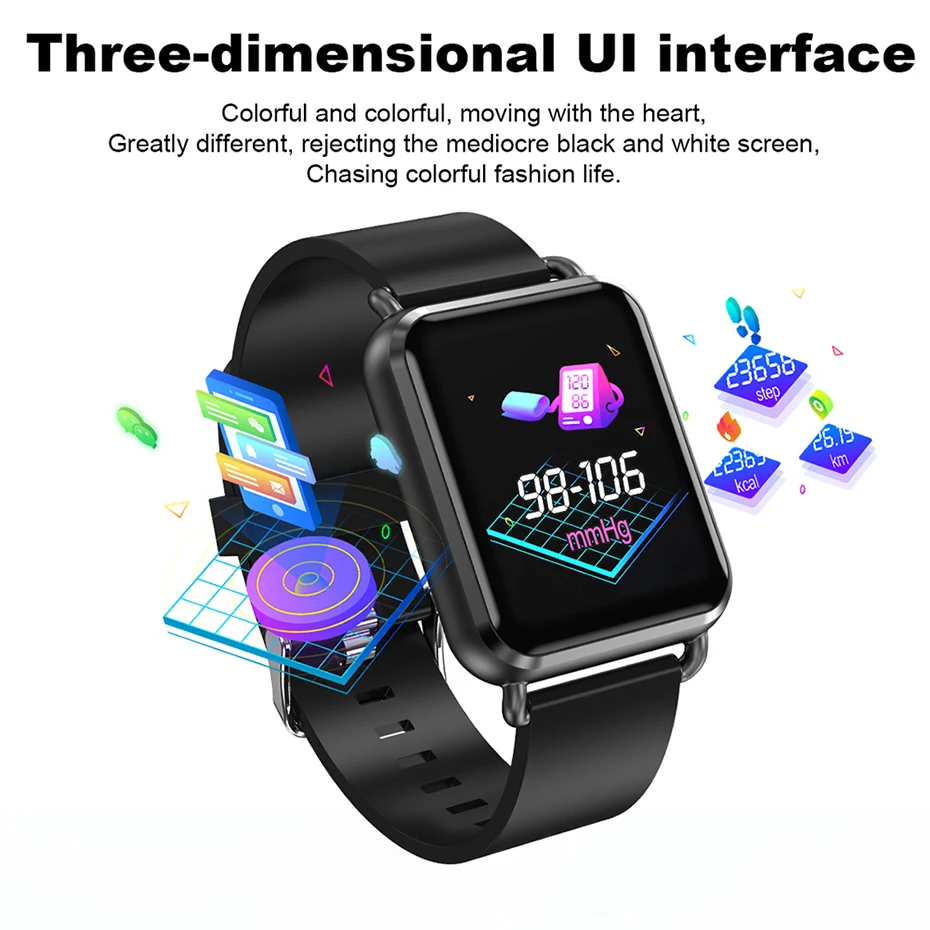 Мужские смарт часы с пульсометром для Android iOS шагомер цветной экран