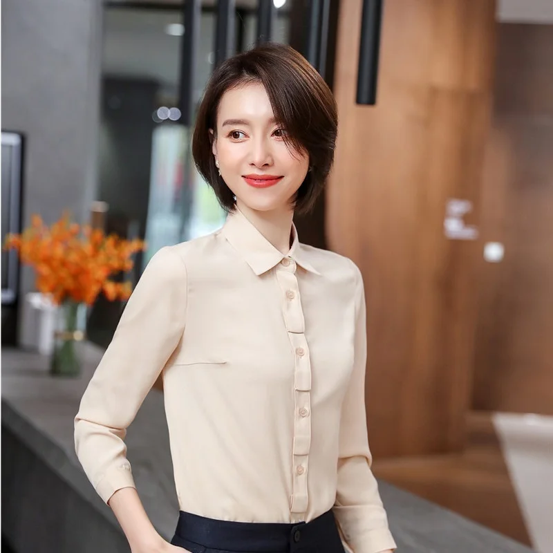 Женская Деловая блузка с длинным рукавом зеленая в офисном стиле одежда для