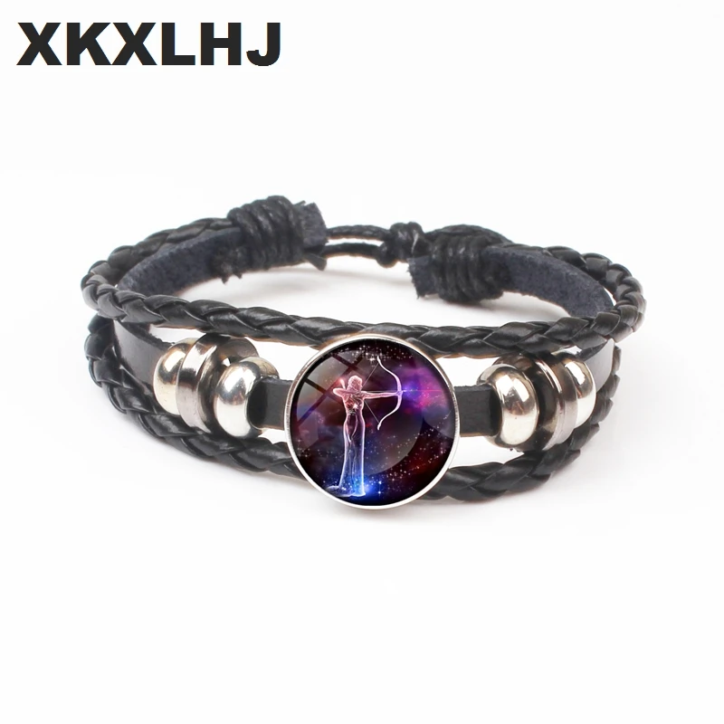 XKXLHJ 12 созвездий дева Лев Овен Gemini искусство изображения стекла металла кожаный