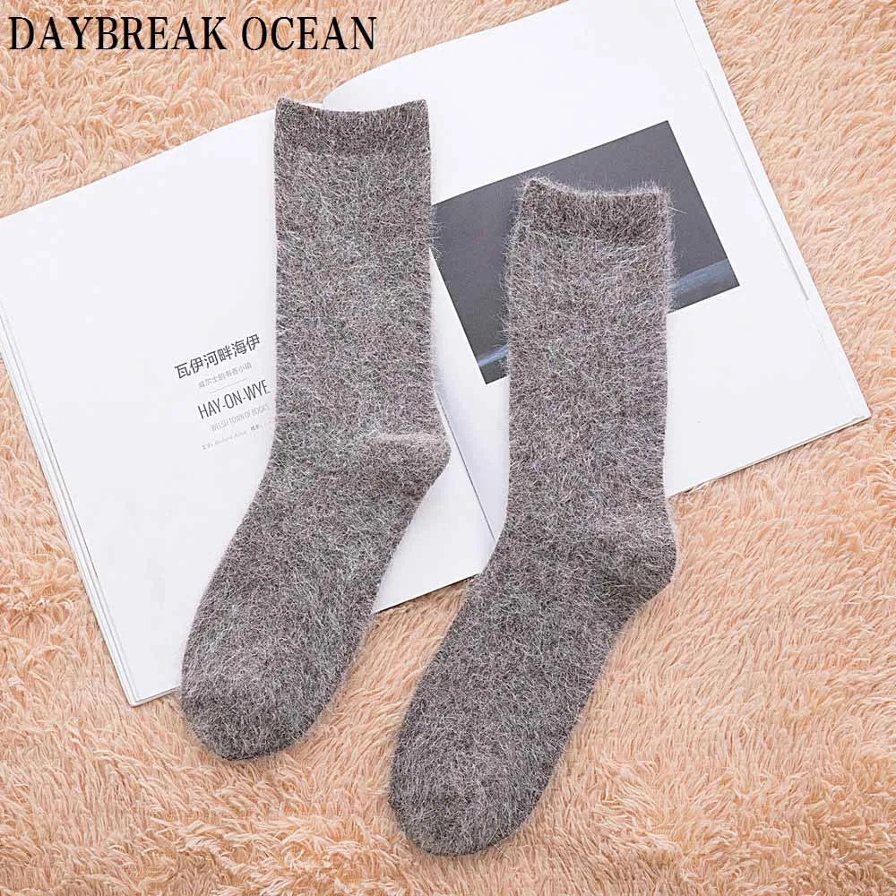Gray Wool Socks 4 пары, высокое качество, супер мягкий кашемир из ангоры, шерсть кролика, плотные теплые носки, мериносовые мужские носки,, большой размер, зимние носки для мужчин - Цвет: Gray Wool Socks
