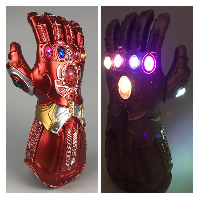 Новинка! Одежда с изображением Мстителей завершающей Marvel Железный человек Бесконечность перчатку Тони Старк Косплэй перчатки танос Мстители светодиодный перчатки Опора с Робертом Дауни мл
