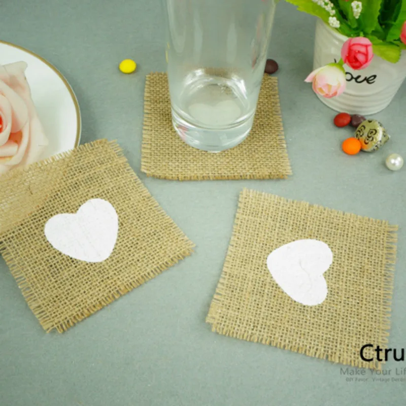 12 шт. джутовый DIY сумка для мариажа Карманный мешковины потертый шик нож чехол