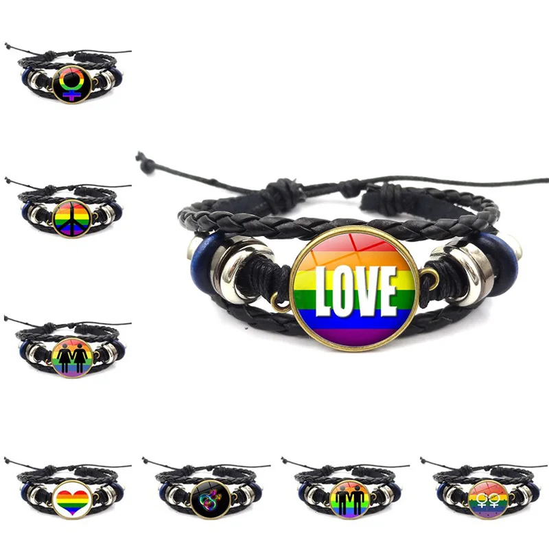 Модный браслет для лесбиянок ЛГБТ Прайд Радужный Флаг бижутерия со стеклянными