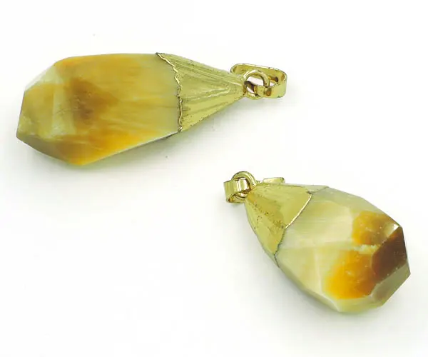 Tiger Eye Faceted Bead Drop Pendant Of Gold Cladding 32-42mm Long | Украшения и аксессуары