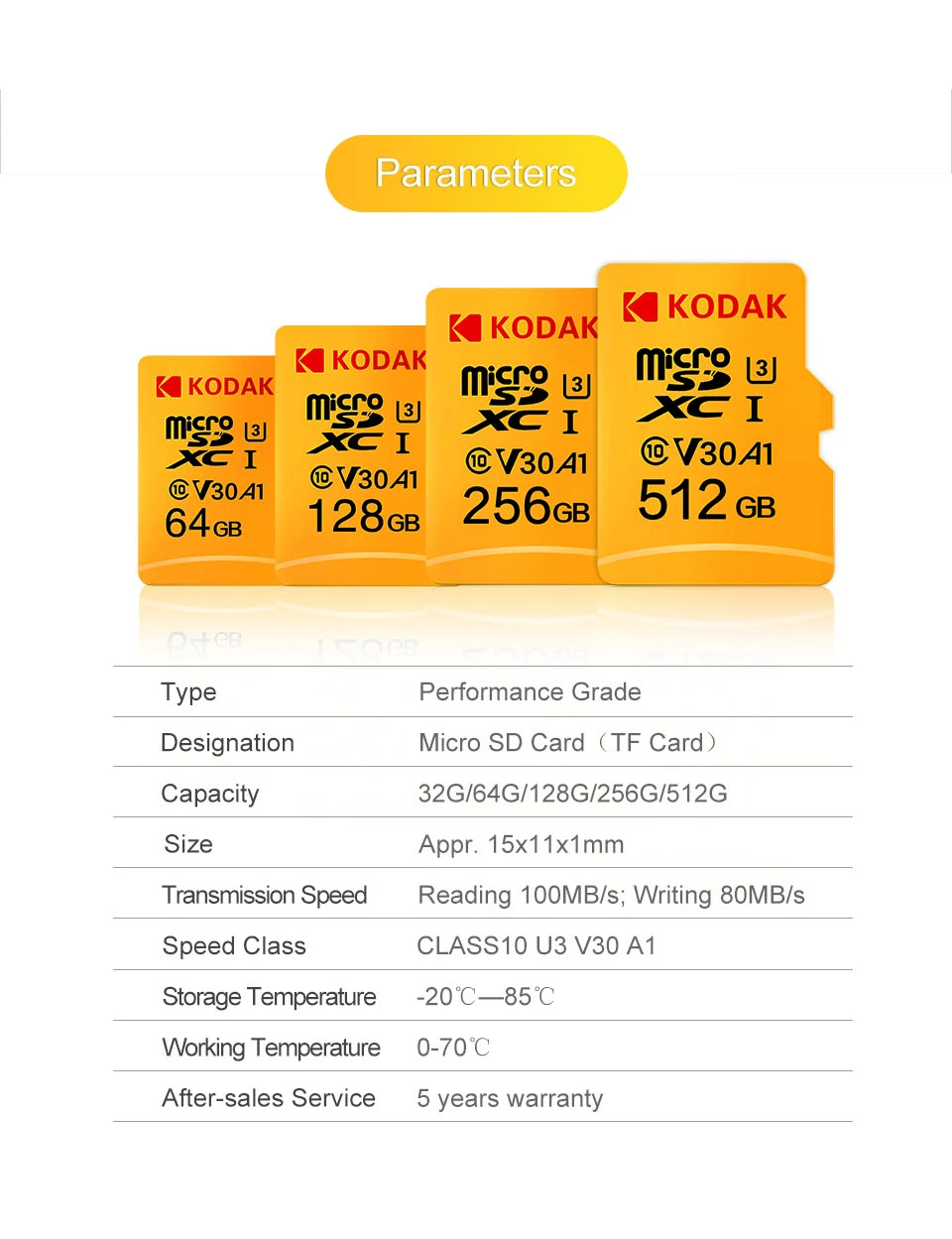 Kodak U3 V30 U1 класс 10 MicroSD XC SDHC sd карта памяти TF флэш-карта 512 ГБ 256 ГБ 128 Гб 64 ГБ 32 ГБ 16 ГБ для мобильного хранения видео