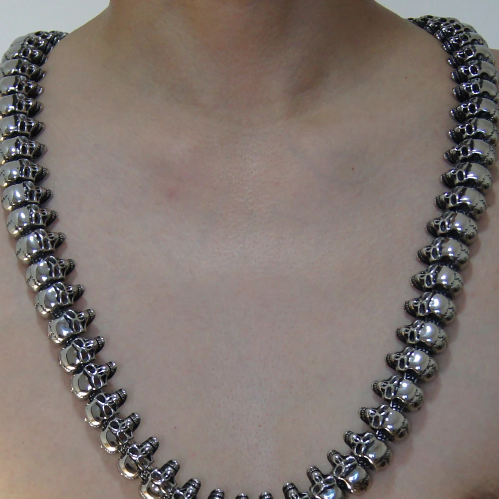 Крутая тяжелая и Супердлинная цепь с черепом для мужчин/мальчиков 316L из