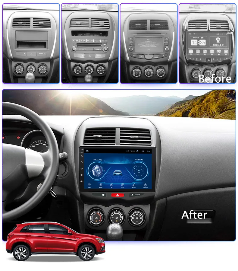 10,1 дюймов Android 8,1 для Mitsubishi ASX(2013-) Автомобильный DVD gps навигация Радио Аудио Видео мультимедийная система