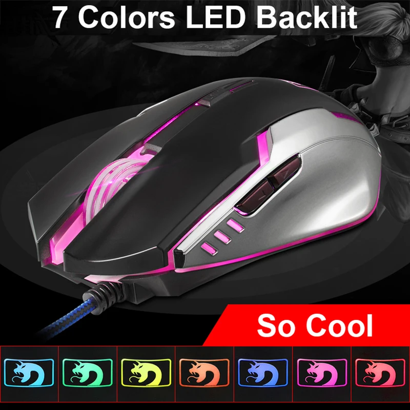 Эргономичная оптическая игровая мышь проводная USB-мышь 2400DPI геймерские мыши с