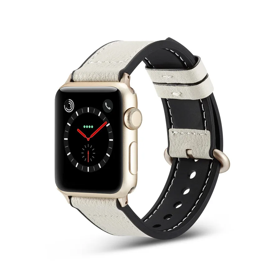 Модный силиконовый кожаный ремешок для iWatch Series 5 4 3 2 1 часов 38 42 мм Apple Watch Edition 40 44