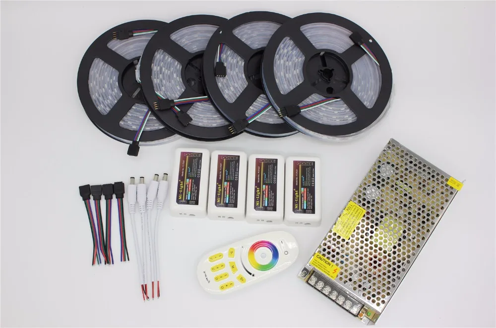 Фото Гибкая светодиодная ленсветильник RGB 5050, 20 м, 50 светодисветодиодный, s/m + 4 шт., 4-зонный пульт управления + пульт дистанционного управления №1