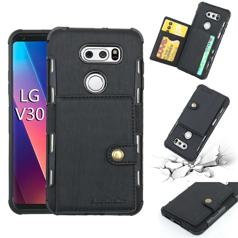 Черный Для LG V30 Роскошный чехол-бумажник из искусственной кожи с откидной крышкой для Moto G5 G4 G5S plus держатель для карт для Moto E4 plus G4 G4plus G5plus Capa - Цвет: Черный