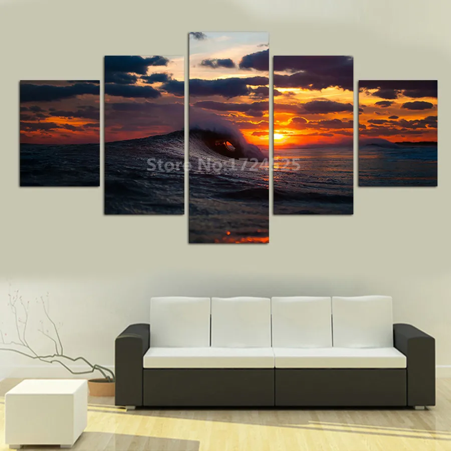 Без рамки 5 шт. морская волна Современный домашний декор для стен картина холст