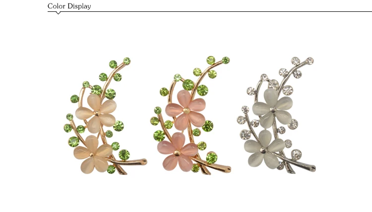 Новинка Женская Брошь с двойным цветком зеленым растением брошь Hijabpin значок