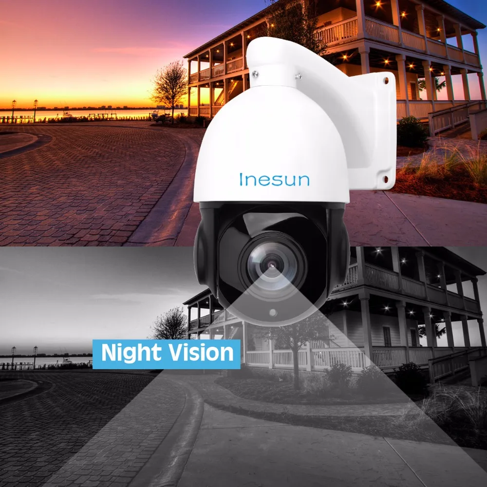 Inesun 5MP PoE PTZ IP камера Супер HD 2592x1944 наружная сеть Onvif скоростная купольная 30X зум 80 м