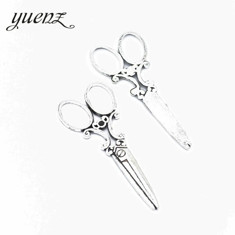 YuenZ 5pcs Metal Charms Antique Silver color Scissors Pendant For Jewelry Findings 60*25mm J199 | Украшения и аксессуары