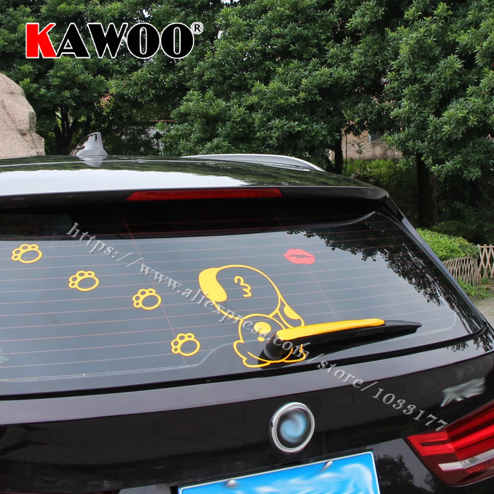 Забавные светоотражающие наклейки KAWOO для автомобиля со светоотражающей собакой