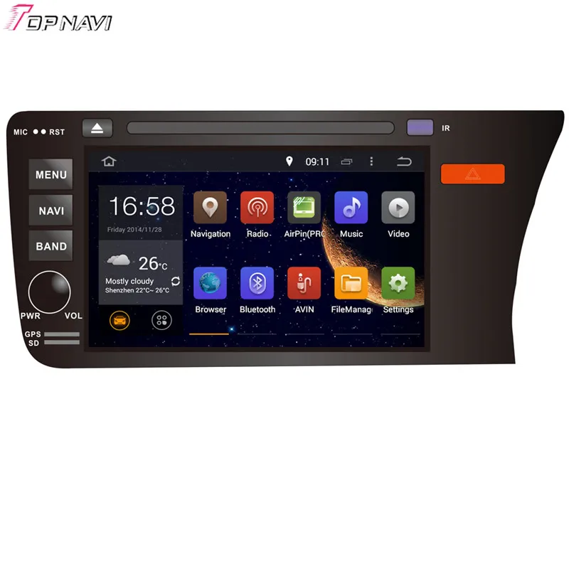 Topnavi 9 ''четырехъядерный Android 6 0 Автомобильный GPS навигатор для города 2014 RHD Honda
