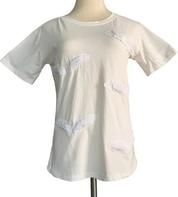 White wings T-shirt Сенсорная светящаяся одежда, светодиодный, футболка, сенсорные крылья с лампой, яркий Ночной светильник, платье для пар, женское платье с коротким рукавом - Цвет: White wings T-shirt