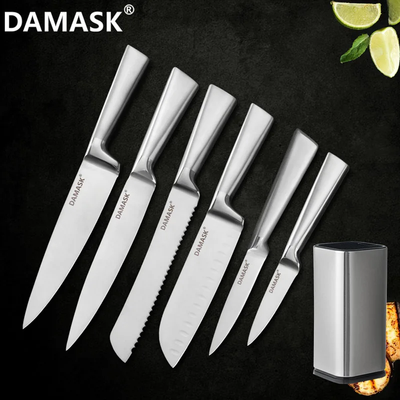 7 pcs Дамасский набор кухонных ножей из нержавеющей стали, нож Santoku, ножи для мяса, овощей, очень острое лезвие, японский стиль, набор кухонных ножей - Цвет: 7 pcs