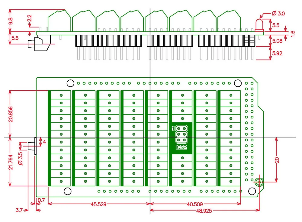 Electronics-Salon Screw Terminal Block Breakout Module for MEGA-2560 R3. | Blocks