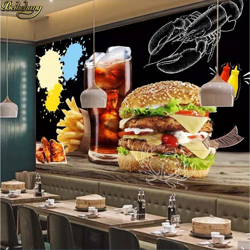 Обои на заказ в европейском и американском стиле ручная роспись гамбургер