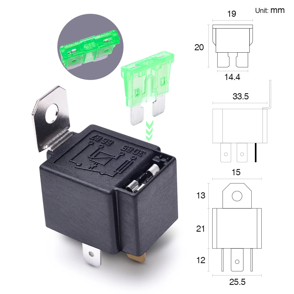 MICTUNING 12V Предохранитель реле 6 шт. 30A предохранитель Реле Жгут Комплект-работающего на постоянном токе 12 В в 4-контактный разъем SPST автомобильные реле 14 AWG горячая провода