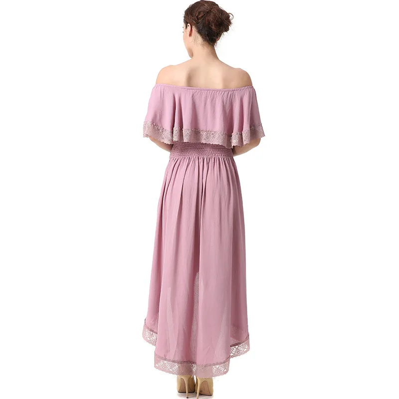 Witsources женские пикантные Slash шеи шифон платья 2018 лето короткое спереди сзади