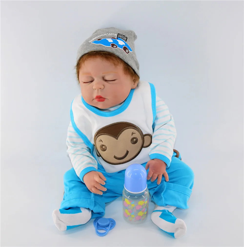 

23"55cm Full Silicone Body Reborn Baby Doll sleeping boy Newborn toddlers doll Babies Doll Bathe Toy Xmas presents hot sale