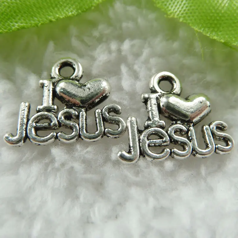 400 шт. античное серебро цвет я люблю Иисус подвески 16x13 мм для браслетов серег
