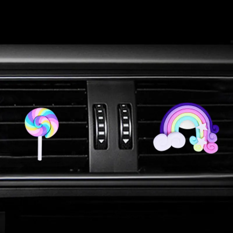 

Car Air Freshener Perfume Clip Decor Fragrance Diffuser Auto Accessories Rainbow lollipop Air Conditioner Outlet Clip