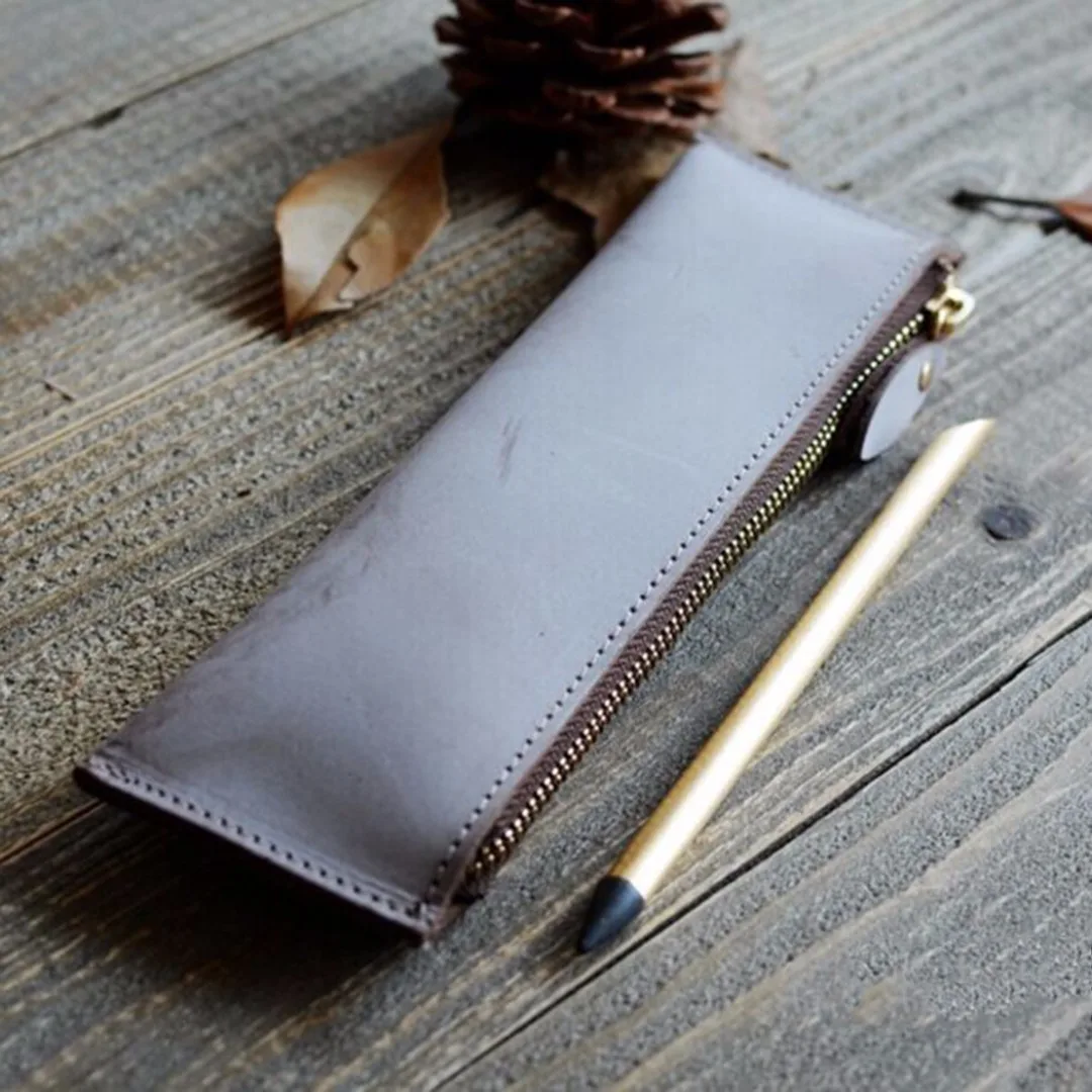 1 шт. кожаный чехол для карандашей на молнии с отделением хранения 217*63 мм | Дом и