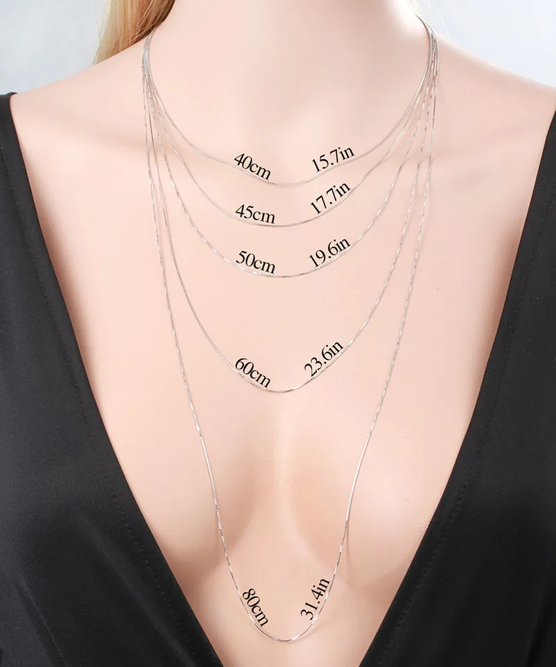 Ожерелье из серебра 925 пробы с тонкой цепочкой длиной 35 80 см|chain necklace|necklace womenbox chain |