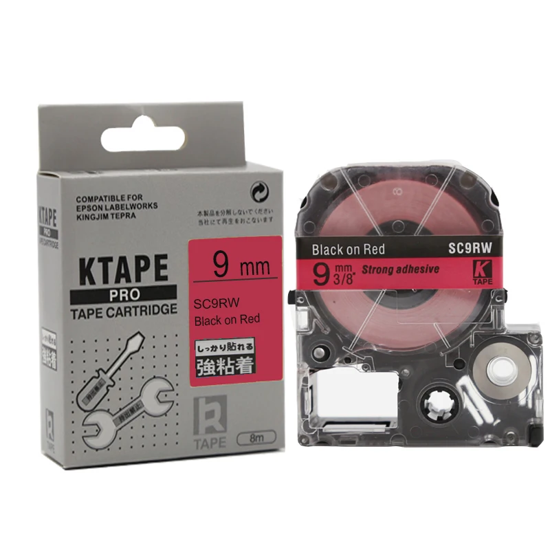 

10 rolls 9mm Black on Red Compatible for KingJim Label Tape SC9RW/LC-3RBP Ribbon Tape Cartridge