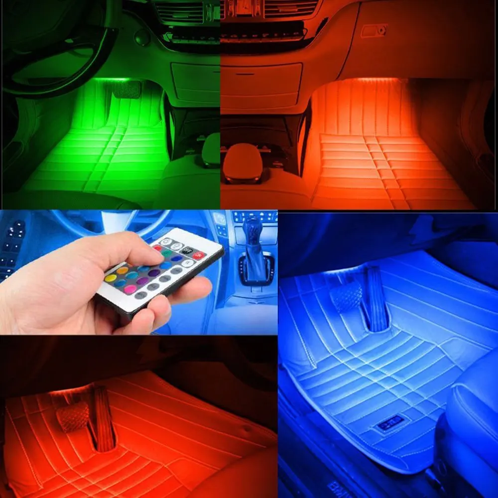 4 шт Автомобильный светодиодный светильник гибкий USB RGB автомобиля для укладки