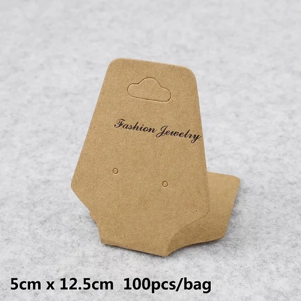 01 Browm 100 шт Высокое качество бумаги ПВХ карты белый/крафт/матовый карты для серьги ожерелье браслет лента для волос ювелирные изделия дисплей упаковка - Цвет: 01 Browm