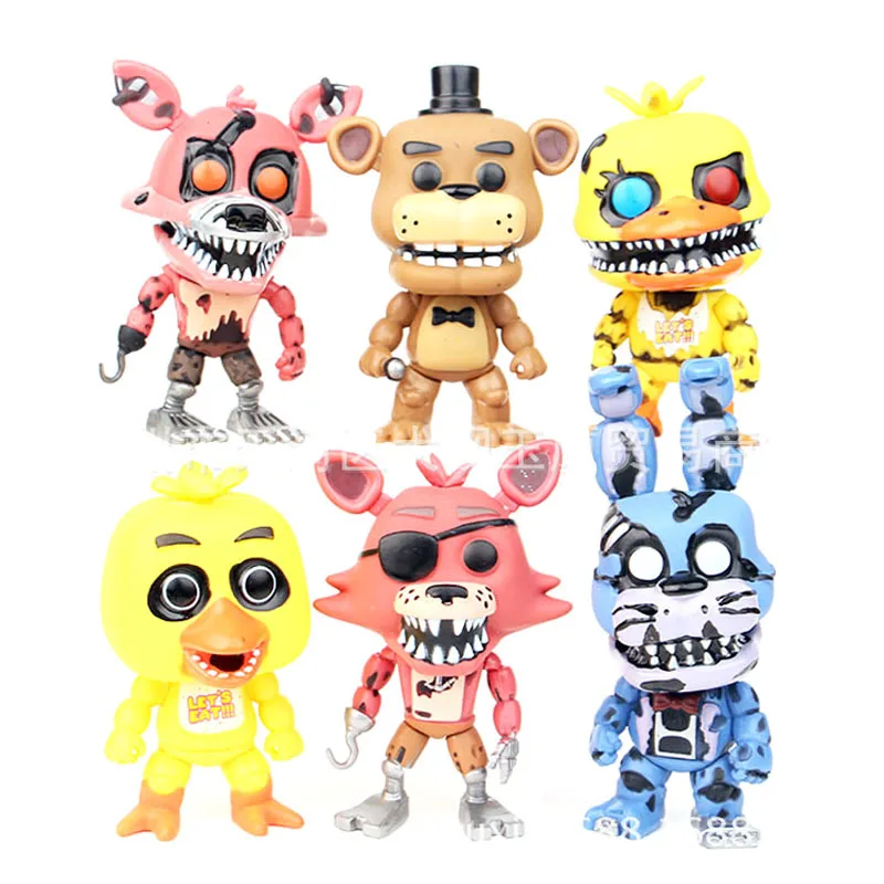 Новое поступление Five Nights At Freddy's фигурка игрушка Фокси Фредди Fazbear медведь FNAF ПВХ Фигурки Игрушка для детей подарок на день детей - Цвет: 6pcs Opp Bag