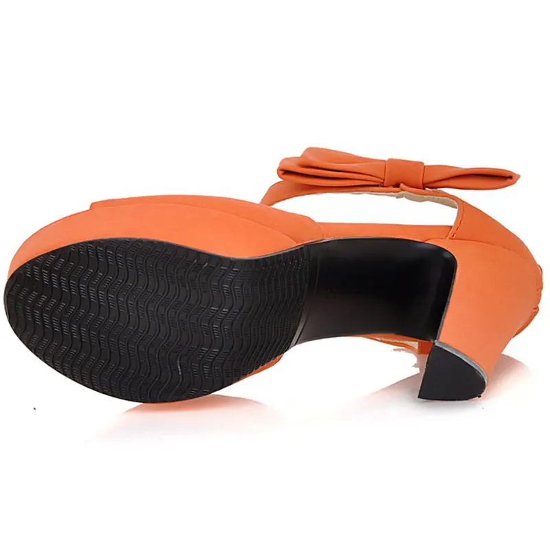 

Fanyuan New Summer Women Sandals Ankle Strap Zip Peep Toe Super High Thick Square Heels Platform Sweet Bow Ladies Shoes
