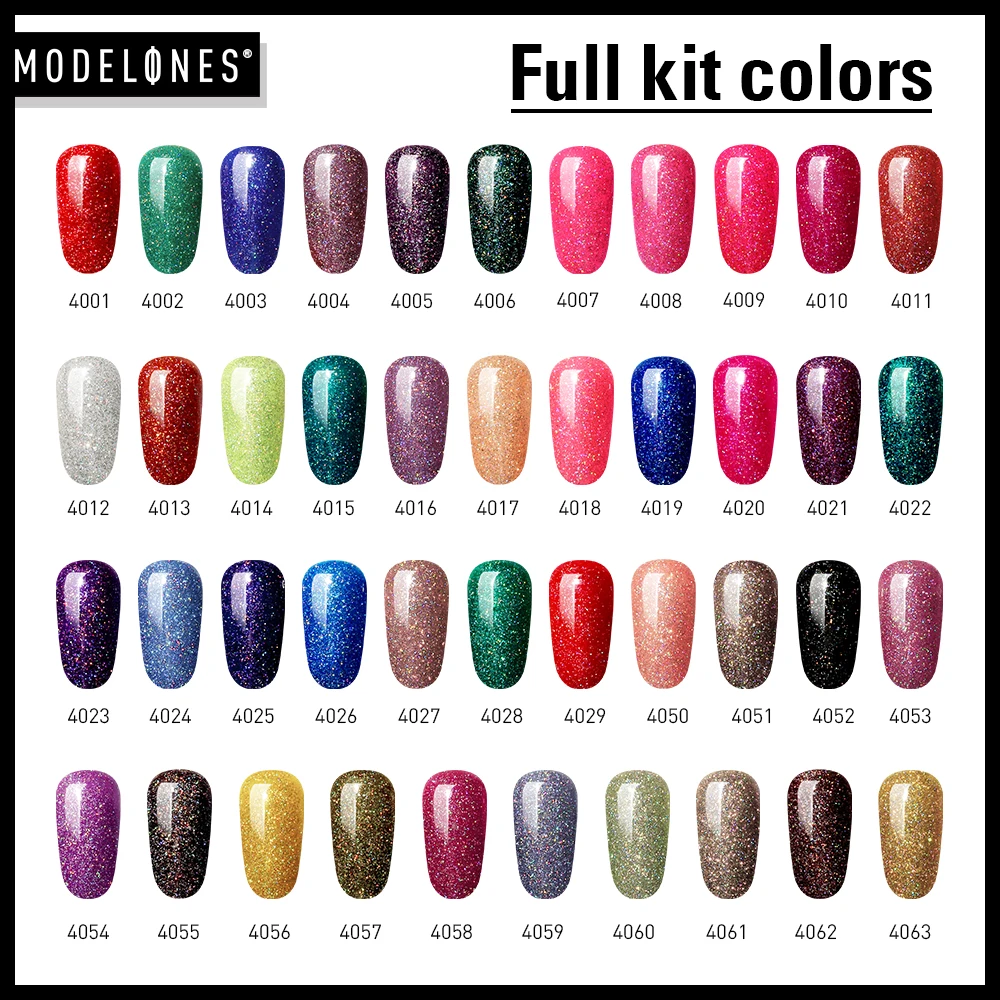 Modelones Neon Glitter Led Nail Gel Polish Soak Off Blue Color Glitter UV Nail Varnish Lacquer Long Lasting Sequins Hybrid Gel
