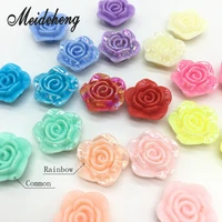 20mm acrylic rainbow rose flower beads for jewelry making flat bottom multicolor kidstoy home clothing hire decoration accessory