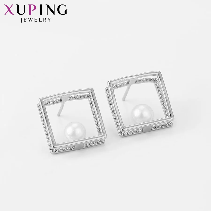 Серьги-гвоздики Xuping квадратной формы из экологически чистой меди для женщин и