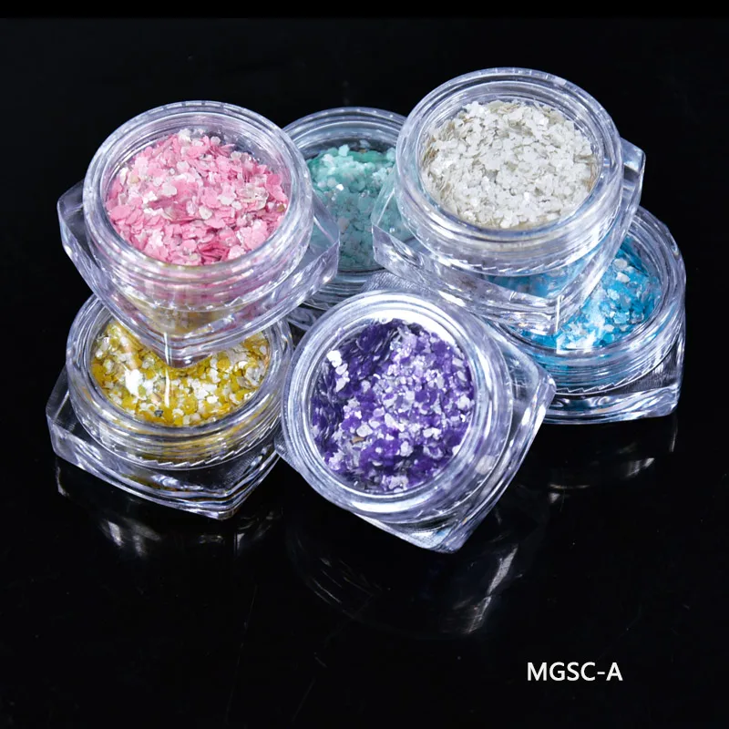 6 цветов слюда хлопья Зефир мраморный камень для ногтей хлопковый Блестящий