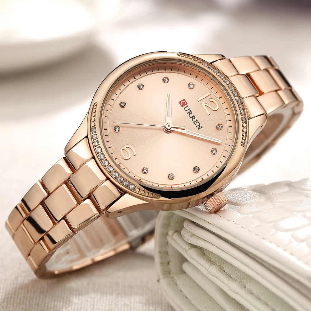 2018 CURREN женские часы Розовое золото Известный бренд наручные Relogio Feminino Montre Femme