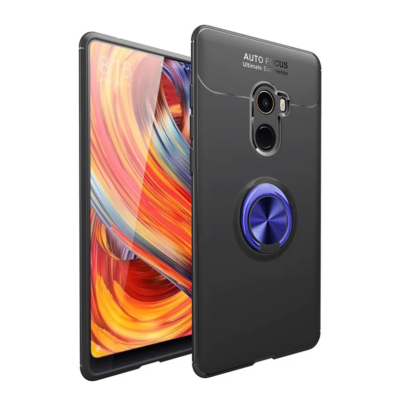 Black and Blue Для Xiaomi mi Mix 2 Чехол, Модный деловой чехол с кольцом на палец, чехол для телефона, задняя крышка для Xiaomi mi x2 - Цвет: Black and Blue