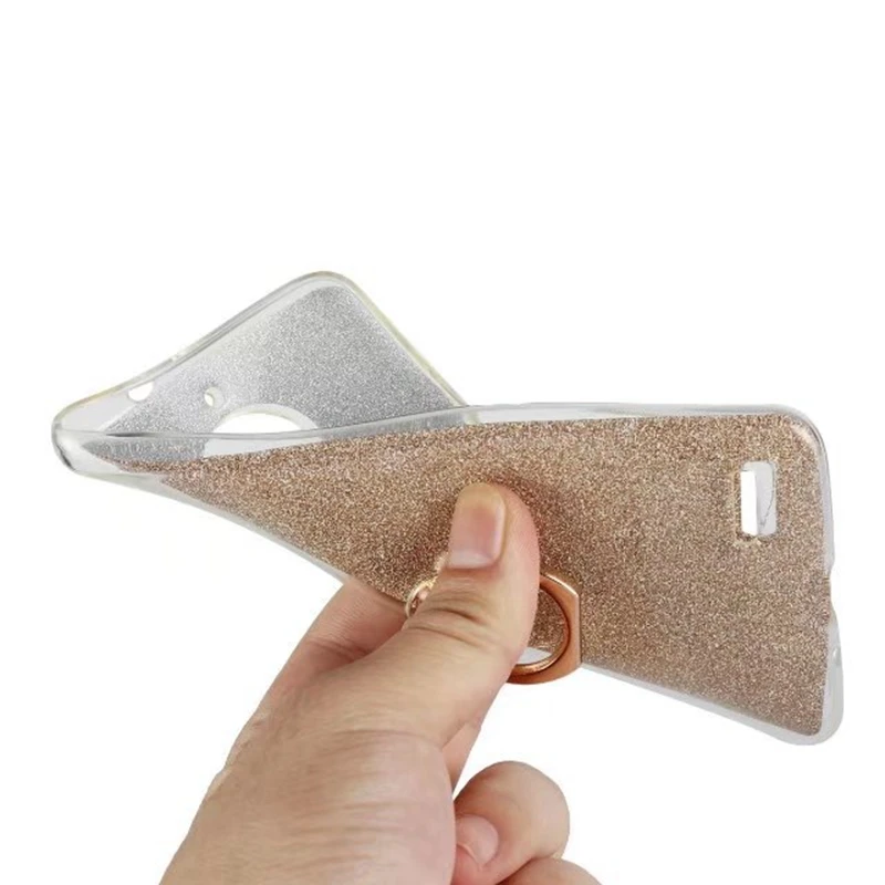 For MOTO E4 XT1762 XT1772 Case Transparent Soft TPU Glitter Metal Ring back cover Plus XT1773 phone case |
