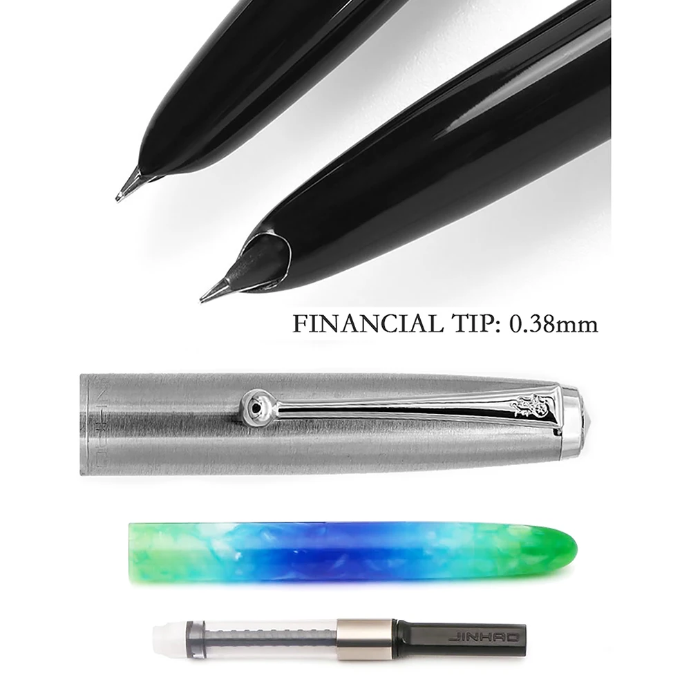 Высококачественная перьевая ручка Jinhao 51a из органического стекла, 0,38 мм, очень тонкая, с подарочной коробкой, школьные офисные принадлежности