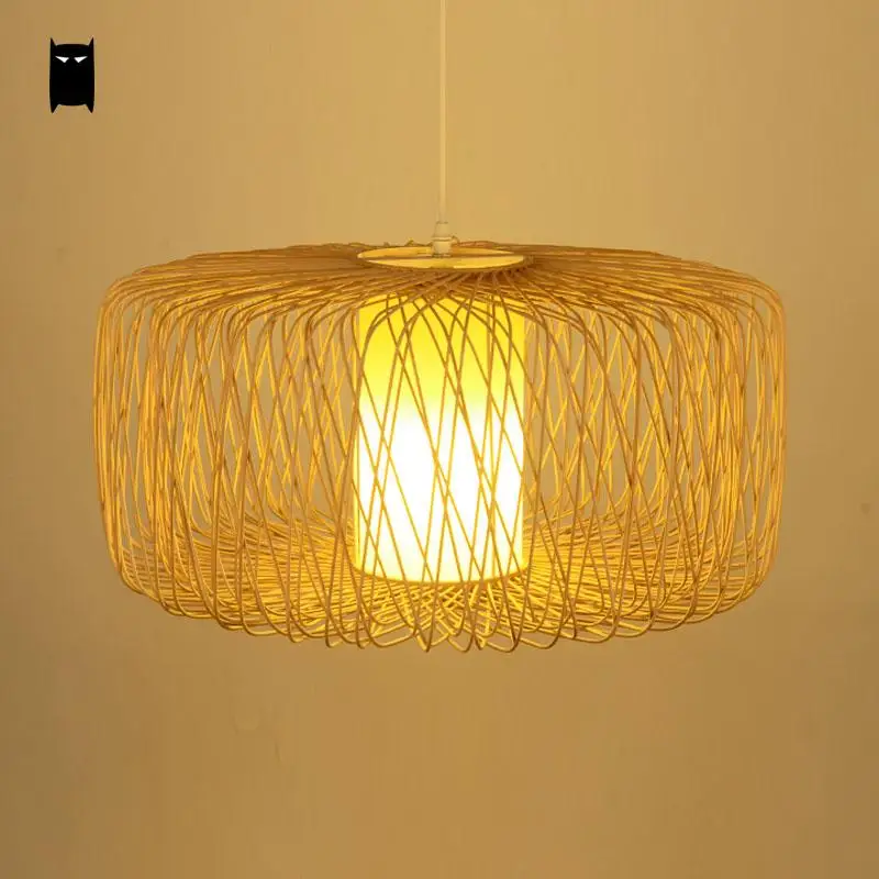 手作り竹籐籐ランプシェードペンダント照明器具アジア素朴な国ヴィンテージ吊り天井ランプavize Luminaria