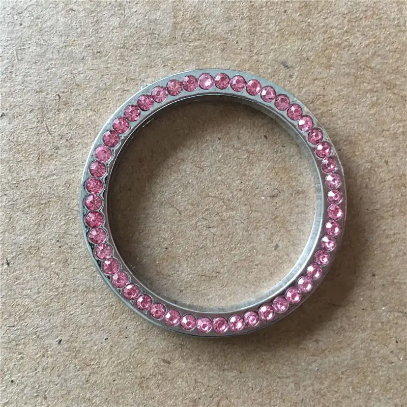 pink ring Автомобиль металлическая Корона кристалл Стайлинг двигатель старт стоп кнопка украшения подходит для большинства автомобилей - Название цвета: pink ring