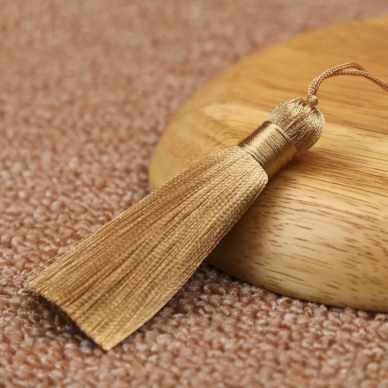 Khaki 10 шт. кисточки кулон аксессуары для DIY серьги ювелирных изделий 8 см шелковые Сатиновые кисточки ручной работы фурнитура поставщик - Цвет: Khaki